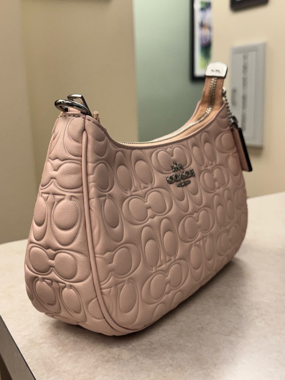 NWT - Coach - Teri Shoulder Bag - Blush - Signature Embossed Leather - Picture 4 of 8